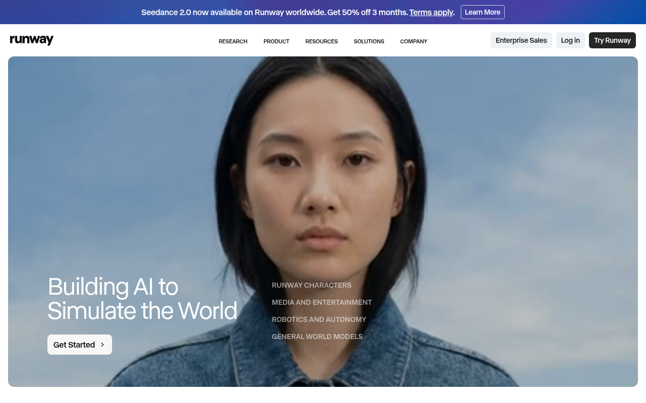 Runway ML official website - AI video generation platform